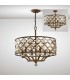 Cylindrical Ceiling Pendant 6 Light E14 Mocha, Teak Plated Crystal - 2