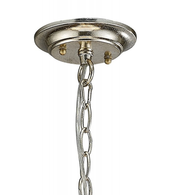 Ceiling Pendant with Beige Shade 3 Light E14 Antique Silver, Teak Plated - 4