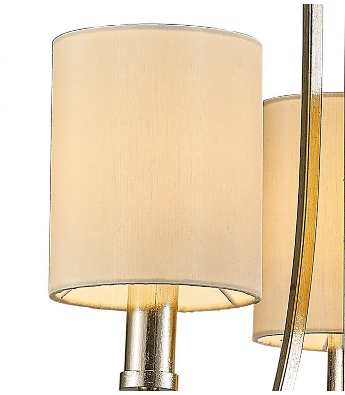 Ceiling Pendant with Beige Shade 3 Light E14 Antique Silver, Teak Plated - 7