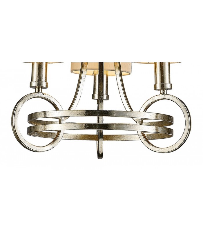 Ceiling Pendant with Beige Shade 3 Light E14 Antique Silver, Teak Plated - 8