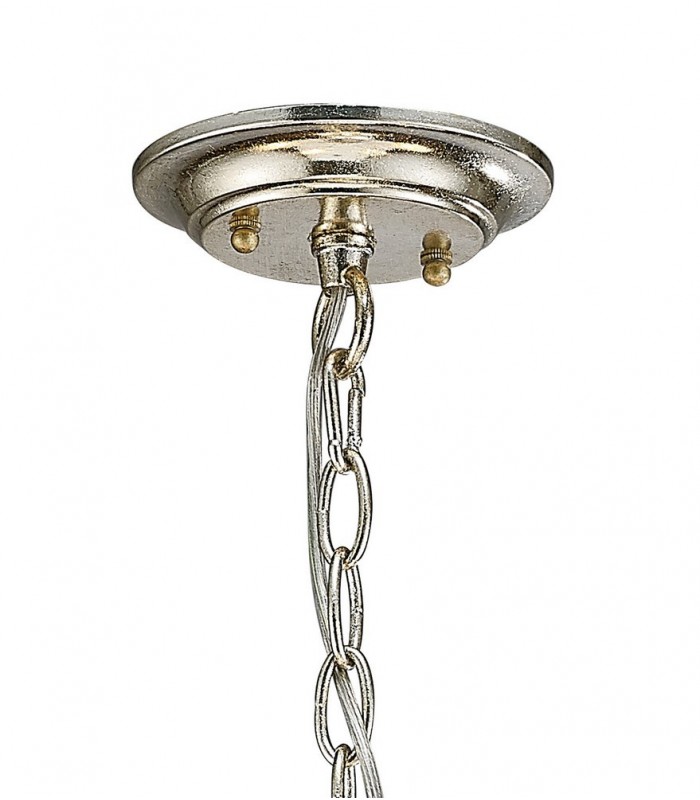 Ceiling Pendant with Beige Shade 5 Light E14 Antique Silver, Teak Plated - 4