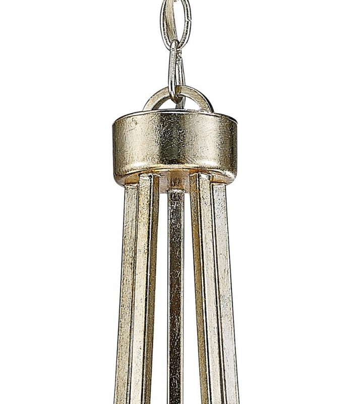 Ceiling Pendant with Beige Shade 5 Light E14 Antique Silver, Teak Plated - 6