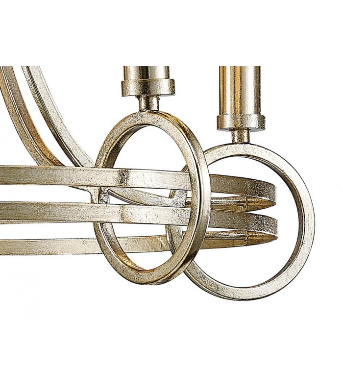 Ceiling Pendant with Beige Shade 5 Light E14 Antique Silver, Teak Plated - 9