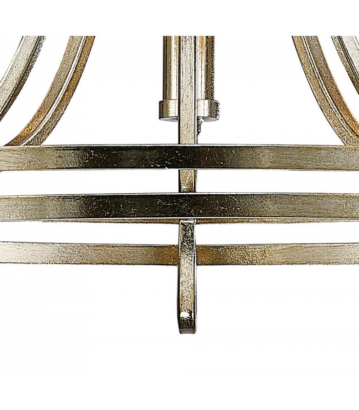 Ceiling Pendant with Beige Shade 5 Light E14 Antique Silver, Teak Plated - 10