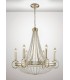 Ceiling Pendant with Beige Shade 6 Light E14 Antique Silver, Teak Plated, Crystal - 2