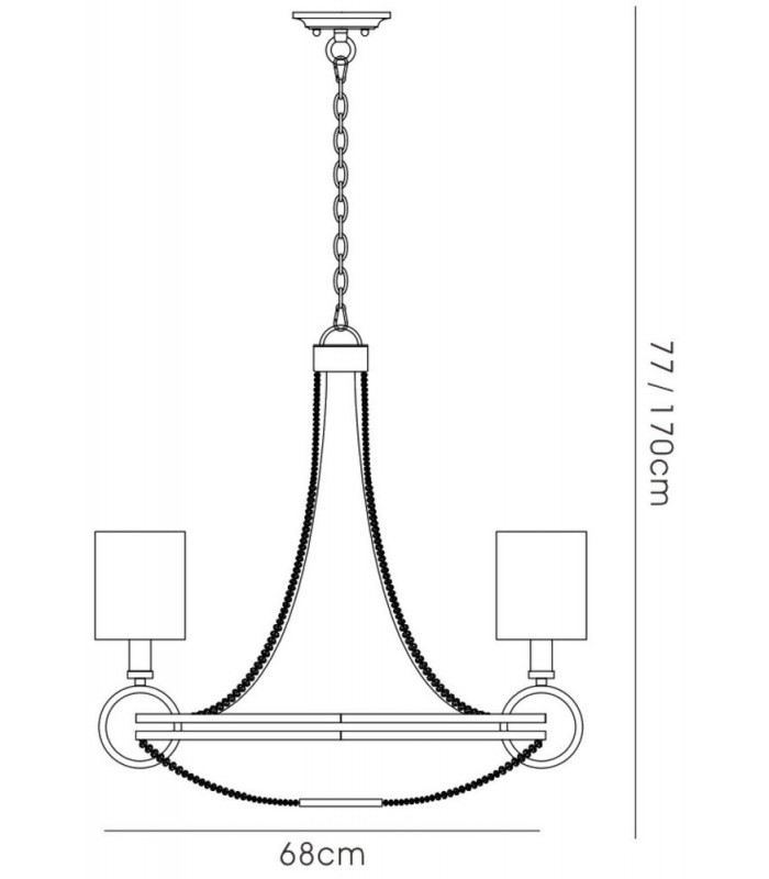 Ceiling Pendant with Beige Shade 6 Light E14 Antique Silver, Teak Plated, Crystal - 3
