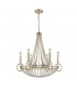 Ceiling Pendant with Beige Shade 6 Light E14 Antique Silver, Teak Plated, Crystal - 4