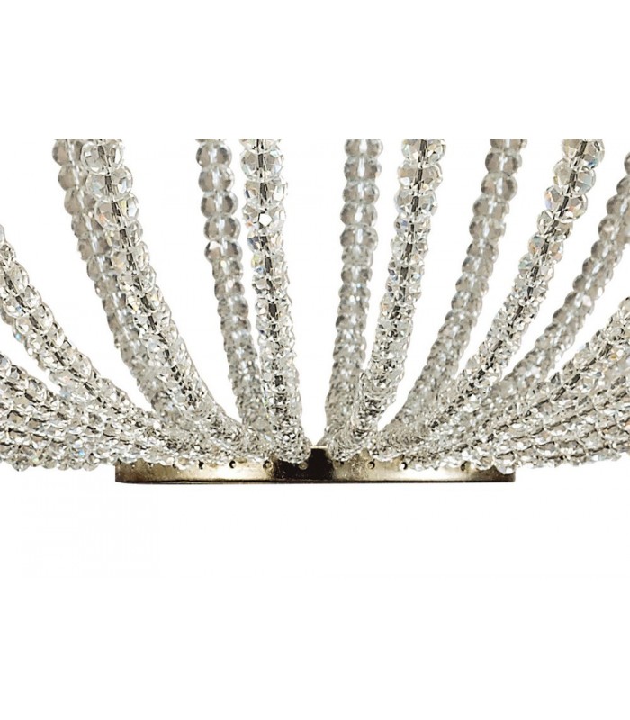 Ceiling Pendant with Beige Shade 6 Light E14 Antique Silver, Teak Plated, Crystal - 10