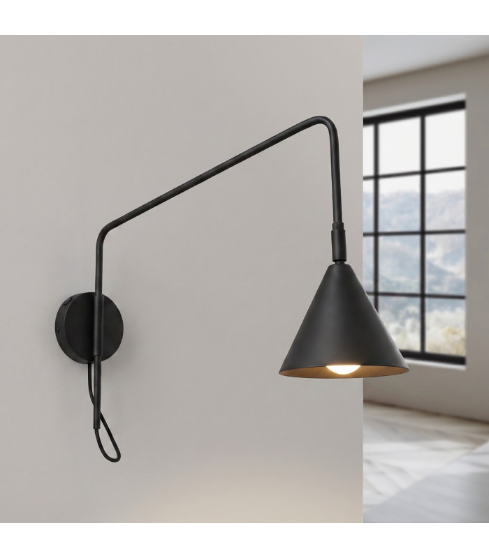 Nox Dome Wall Lamp with Switch Black 1x E14-3
