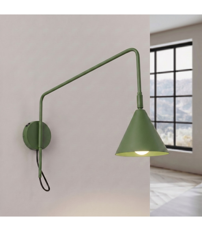 Nox Dome Wall Lamp with Switch Olive Green 1x E14-3