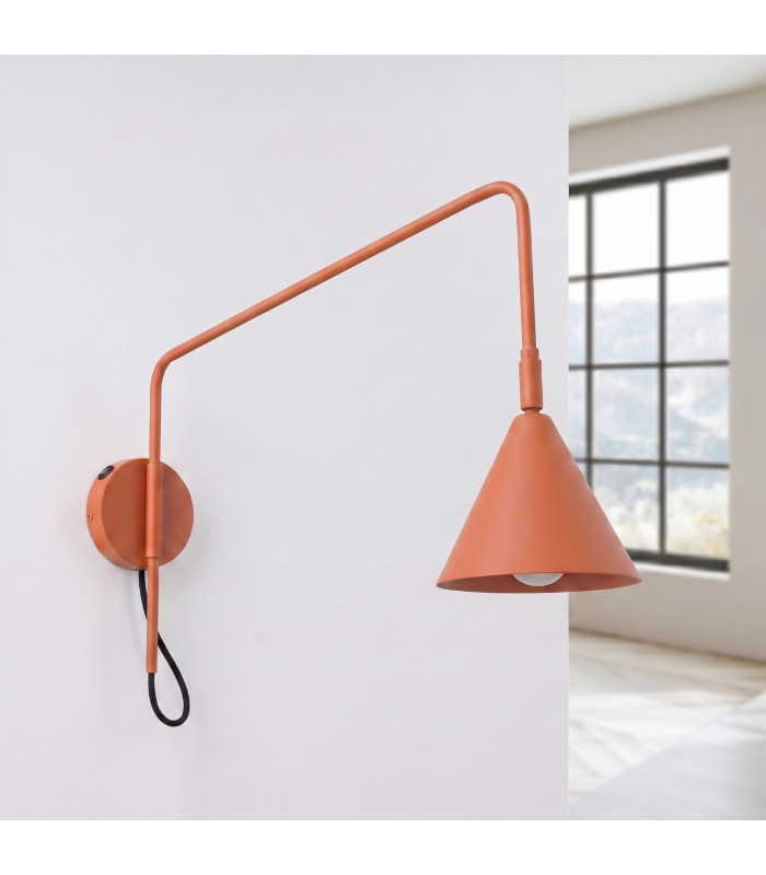 Nox Dome Wall Lamp with Switch Red Ochre 1x E14-2