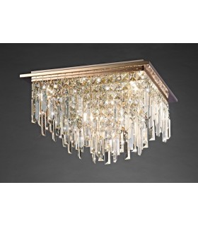 FlushFlush Ceiling Square 6 Light G9 Rose Gold, Crystal - 2