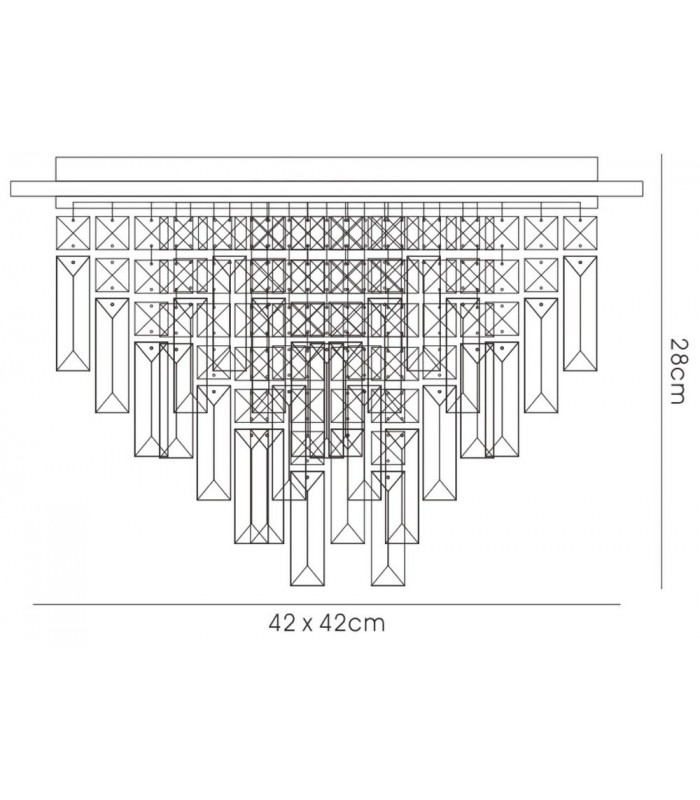 FlushFlush Ceiling Square 6 Light G9 Rose Gold, Crystal - 3