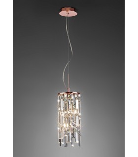 Ceiling Pendant Cylinder 2 Light G9 Rose Gold, Crystal - 2