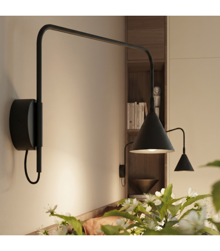 Nox Dome Wall Lamp with Switch Black 1x E14-14