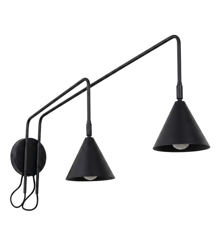 Nox Dome Wall Lamp with Switch Black 2x E14-1