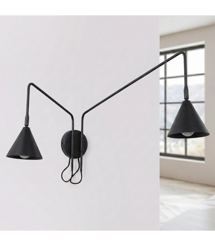 Nox Dome Wall Lamp with Switch Black 2x E14-2
