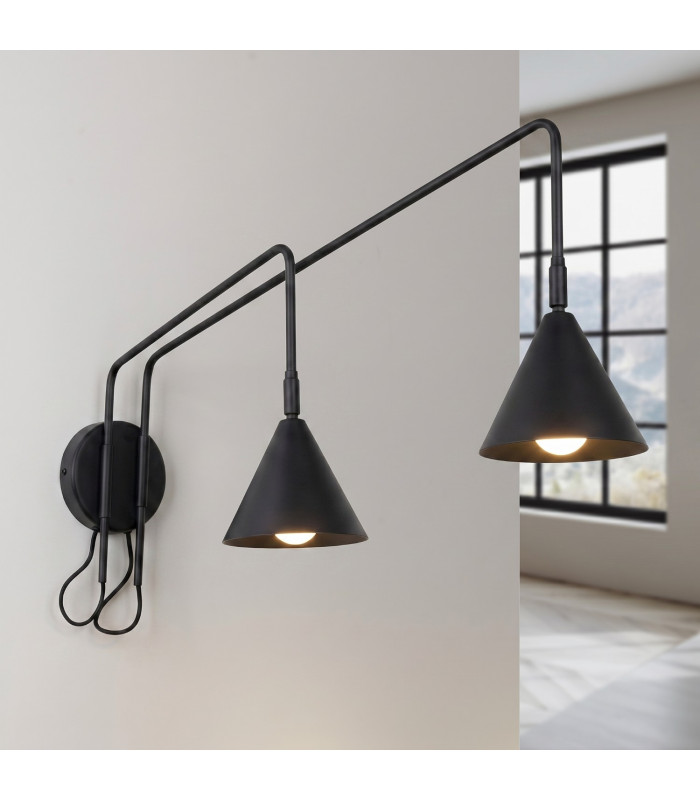 Nox Dome Wall Lamp with Switch Black 2x E14-3