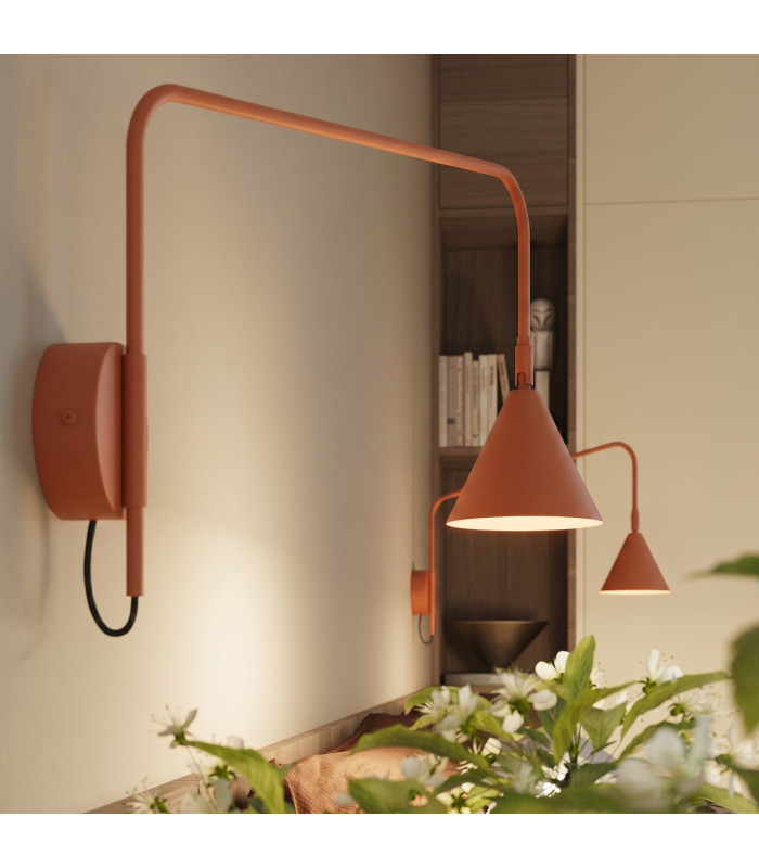 Nox Dome Wall Lamp with Switch Red Ochre 1x E14-14