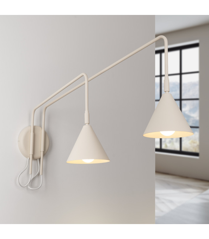 Nox Dome Wall Lamp with Switch Beige 2x E14-3
