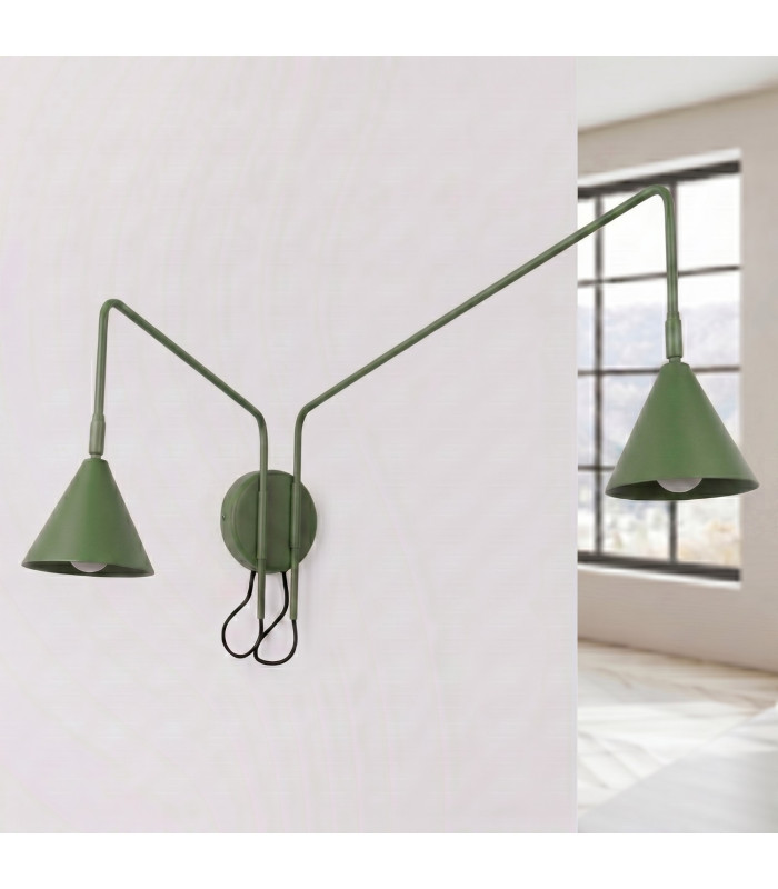 Nox Dome Wall Lamp with Switch Olive Green 2x E14-2