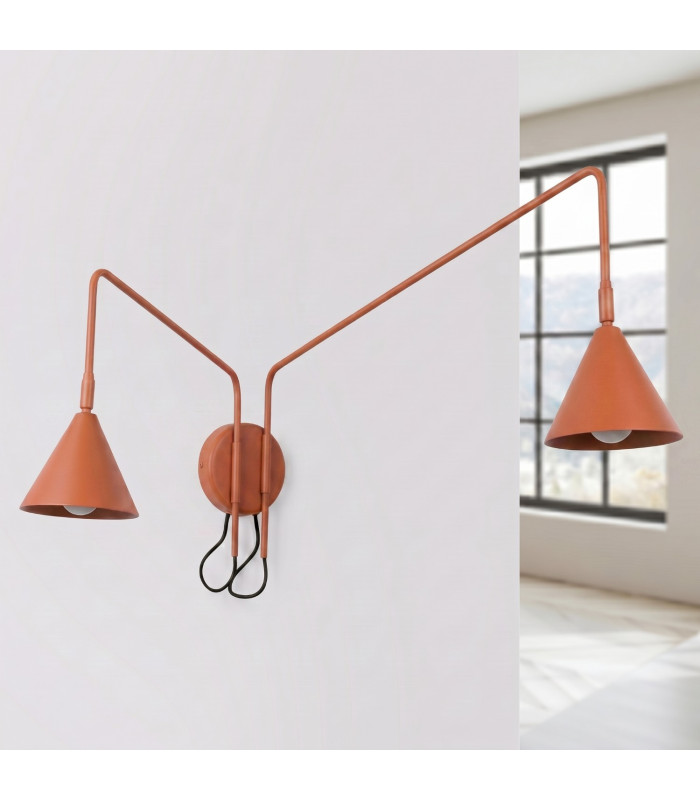 Nox Dome Wall Lamp with Switch Red Ochre 2x E14-2