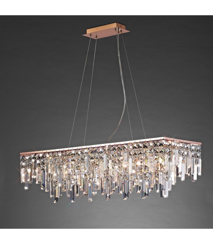 Ceiling Pendant Rectangular 6 Light G9 Rose Gold, Crystal - 2
