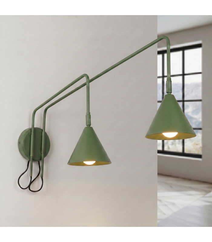 Nox Dome Wall Lamp with Switch Olive Green 2x E14-3