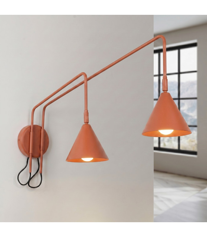Nox Dome Wall Lamp with Switch Red Ochre 2x E14-3
