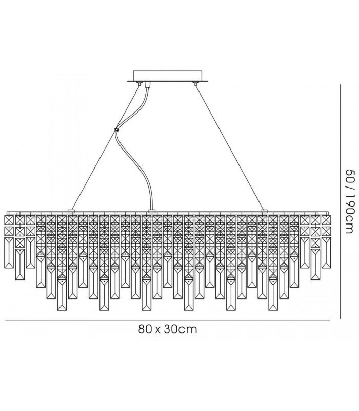 Ceiling Pendant Rectangular 6 Light G9 Rose Gold, Crystal - 3