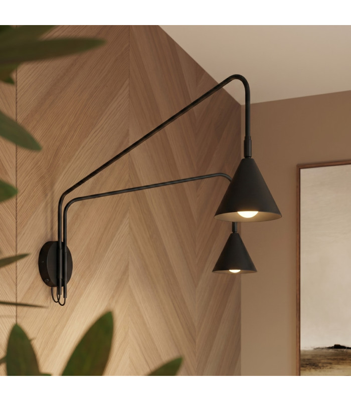 Nox Dome Wall Lamp with Switch Black 2x E14-12