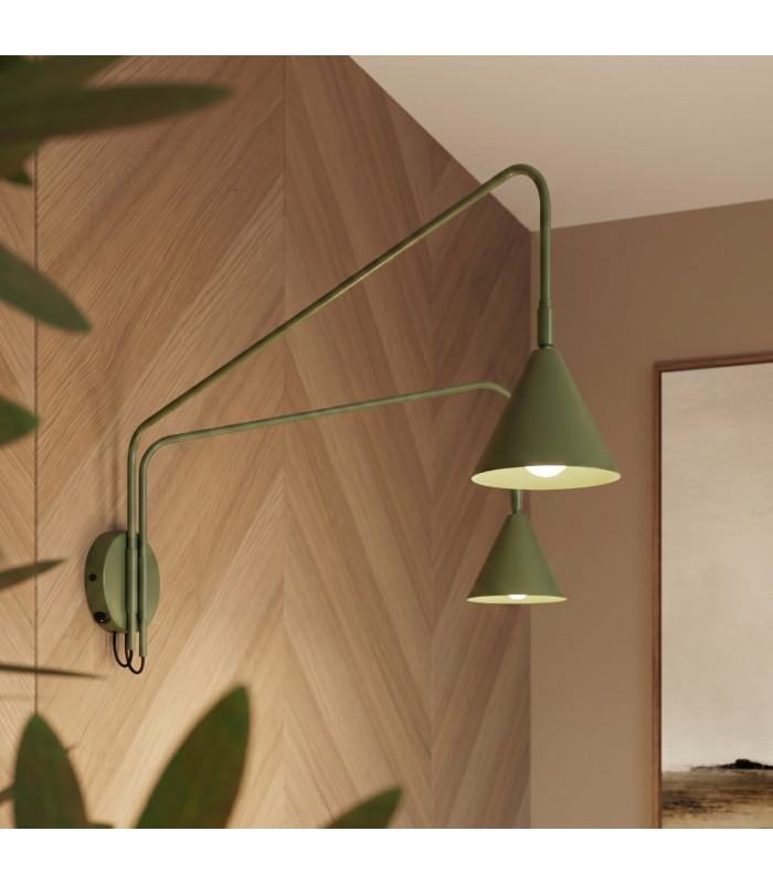 Nox Dome Wall Lamp with Switch Olive Green 2x E14-14