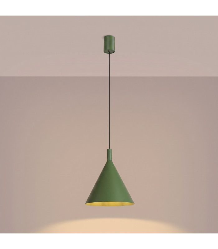 Nox 25cm Dome Pendant Ceiling Light Olive Green 1x E27-3