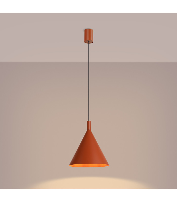 Nox 25cm Dome Pendant Ceiling Light Red Ochre 1x E27-3