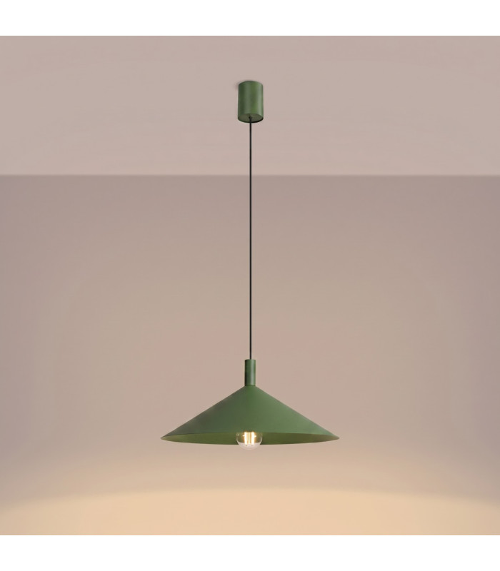 Nox 40cm Dome Pendant Ceiling Light Olive Green 1x E27-3