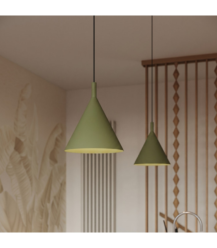 Nox 25cm Dome Pendant Ceiling Light Olive Green 1x E27-13