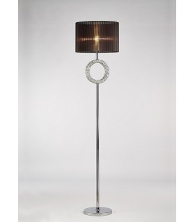 Round Floor Lamp with Black Shade 1 Light Polished Chrome, Crystal - 2