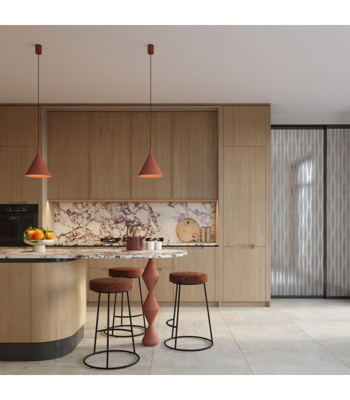 Nox 25cm Dome Pendant Ceiling Light Red Ochre 1x E27-11