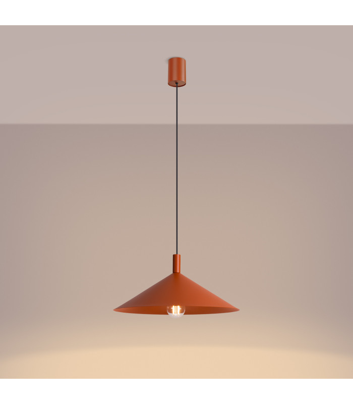 Nox 40cm Dome Pendant Ceiling Light Red Ochre 1x E27-3