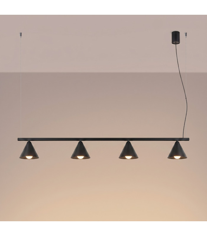 Nox Bar Pendant Ceiling Light Black 4x E14-3