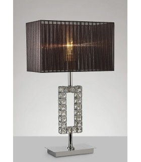 Rectangle Table Lamp with Black Shade 1 Light Polished Chrome, Crystal - 2