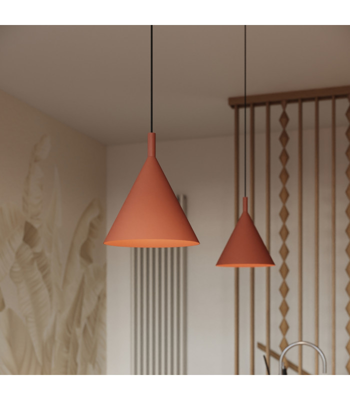 Nox 25cm Dome Pendant Ceiling Light Red Ochre 1x E27-13