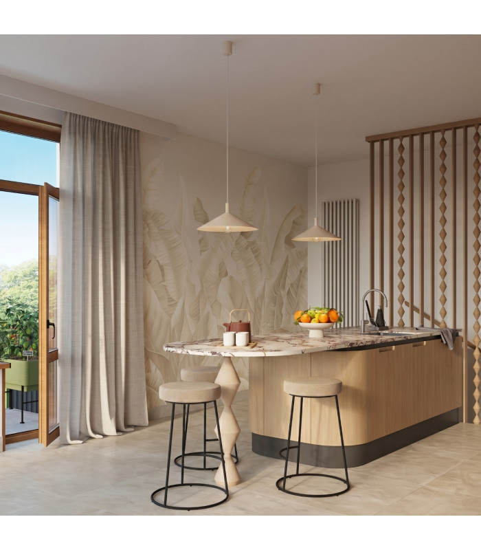 Nox 40cm Dome Pendant Ceiling Light Beige 1x E27-12