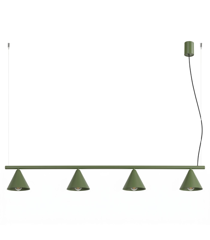 Nox Bar Pendant Ceiling Light Olive Green 4x E14-1