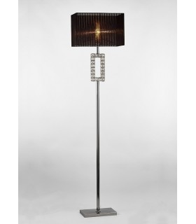 Renctangle Floor Lamp with Black Shade 1 Light Polished Chrome, Crystal - 2