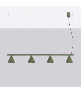 Nox Bar Pendant Ceiling Light Olive Green 4x E14-2