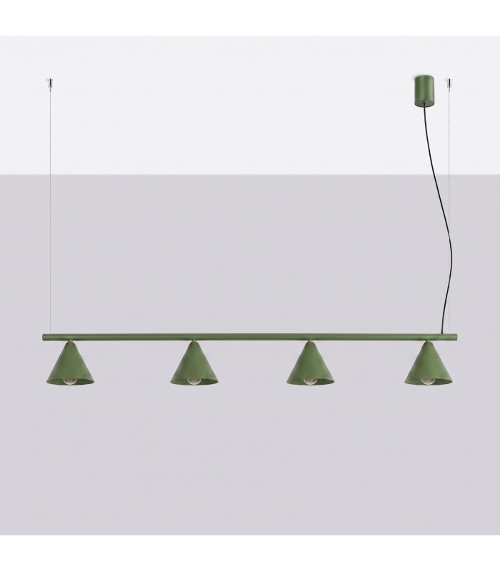 Nox Bar Pendant Ceiling Light Olive Green 4x E14-2