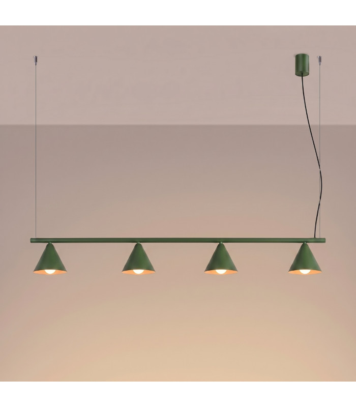 Nox Bar Pendant Ceiling Light Olive Green 4x E14-3