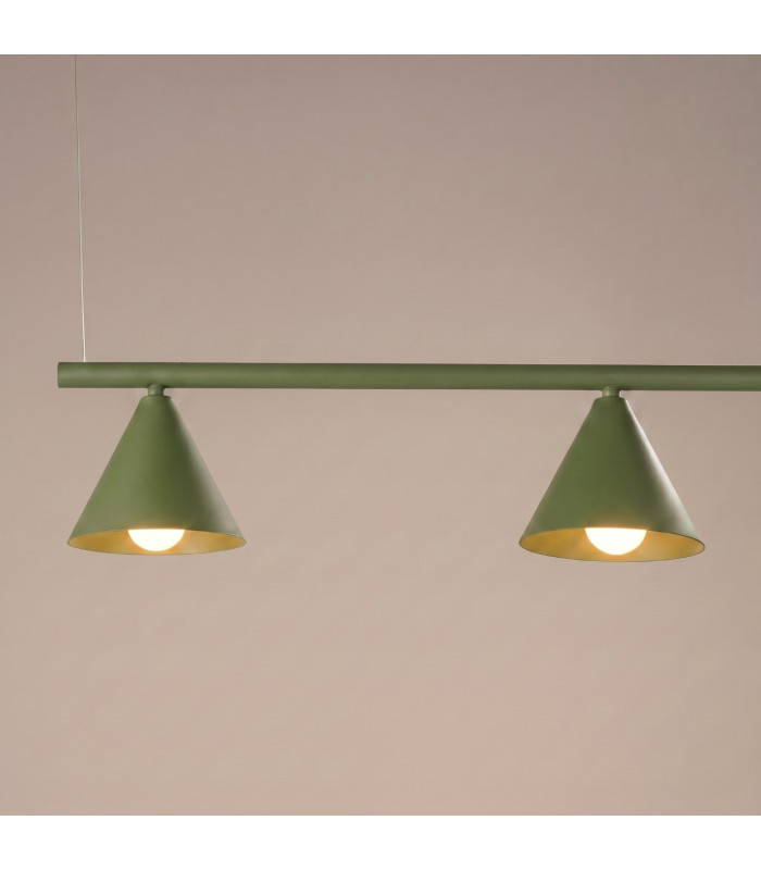 Nox Bar Pendant Ceiling Light Olive Green 4x E14-4