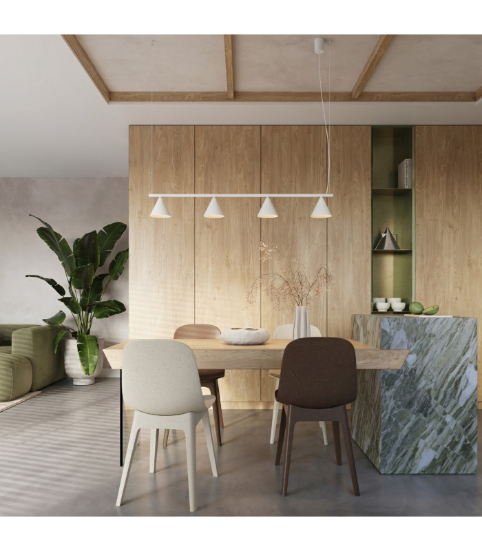 Nox Bar Pendant Ceiling Light White 4x E14-11